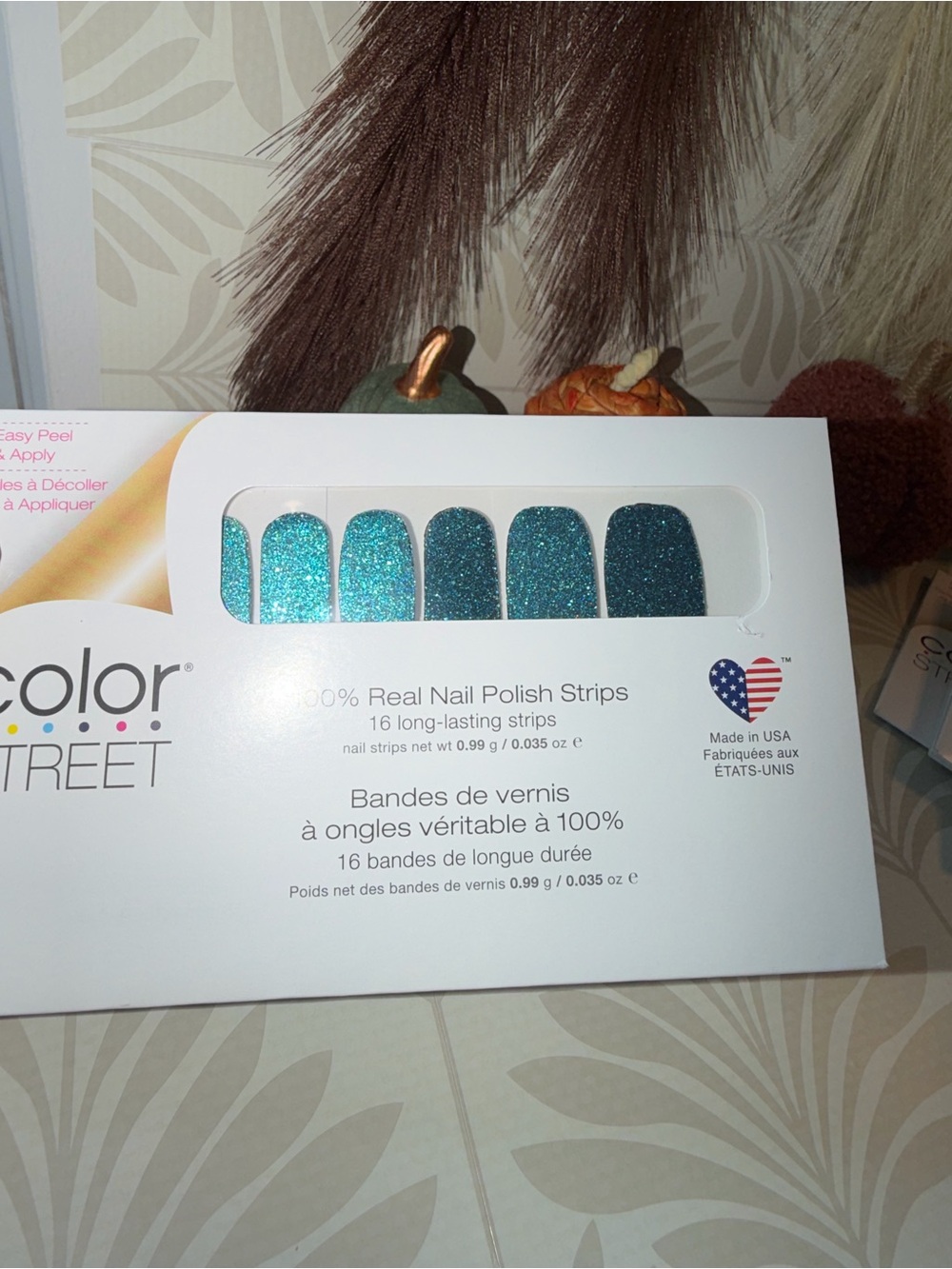 Color Street Teal Glitter Nail Polish Strips - Shimmering Teal Set